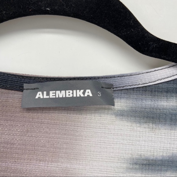 Alembika Brown White Black Asymmetrical Hem Top - Picture 4 of 5